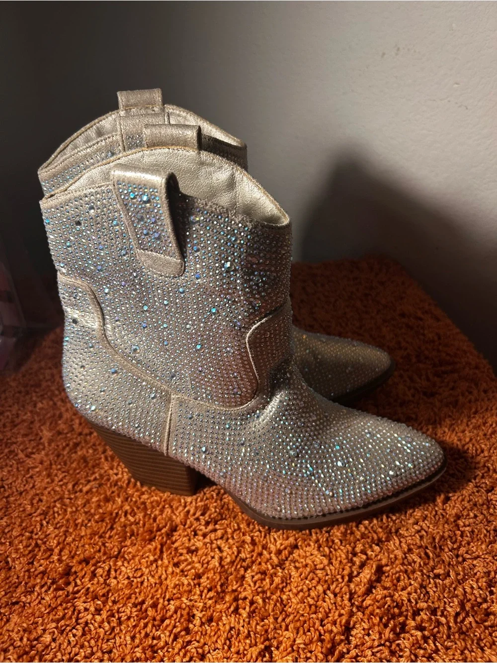 Crystal Embellished Women's Ankle Boots - Silver